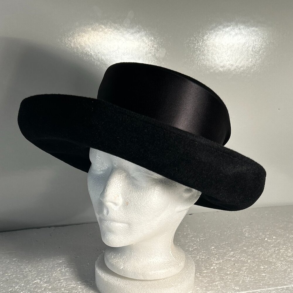 Eric Javits Vintage Wool Hat Satin Bow Old Money Quiet Luxury Cottage Prairie - Picture 2 of 7